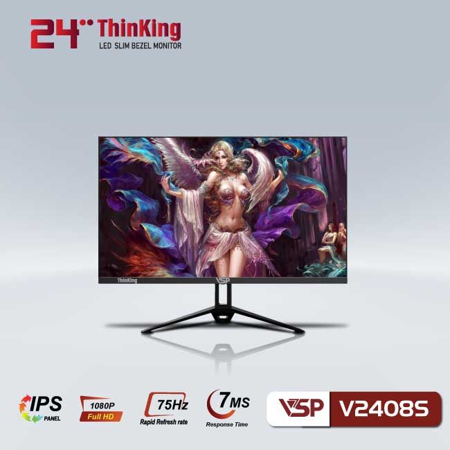 Màn hình 24" Phẳng VSP V2408S 75Hz (Black/White/Pink)