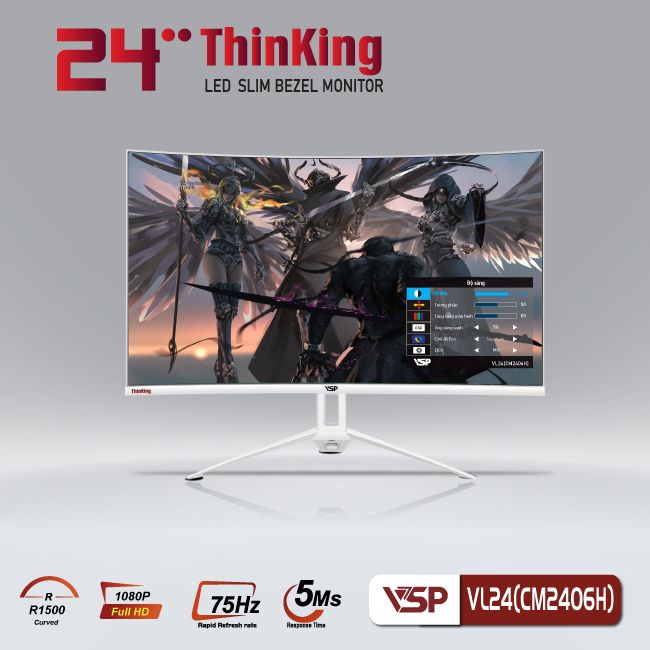 Màn hình 24" Cong VSP CM2406H 75Hz (Black/White)