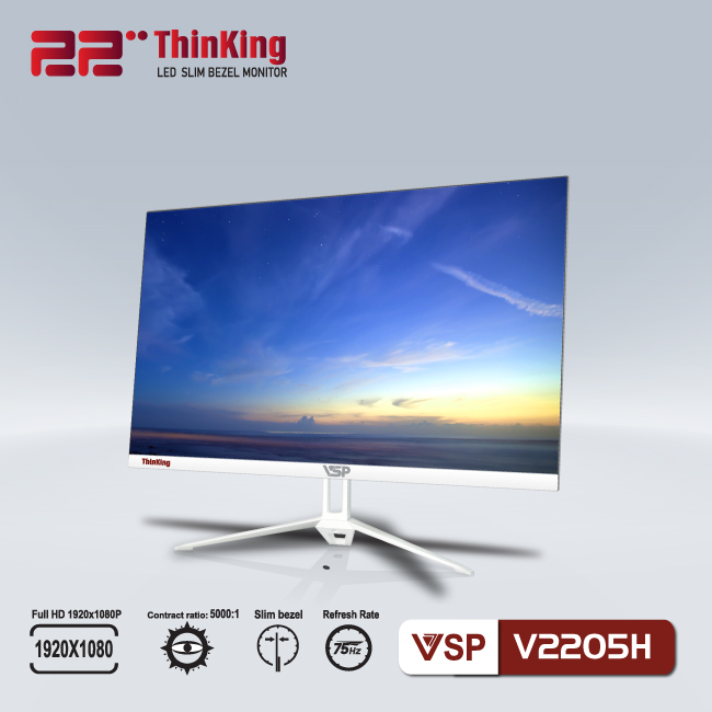 Màn hình 22" Phẳng VSP V2205H 75Hz (Black/White)