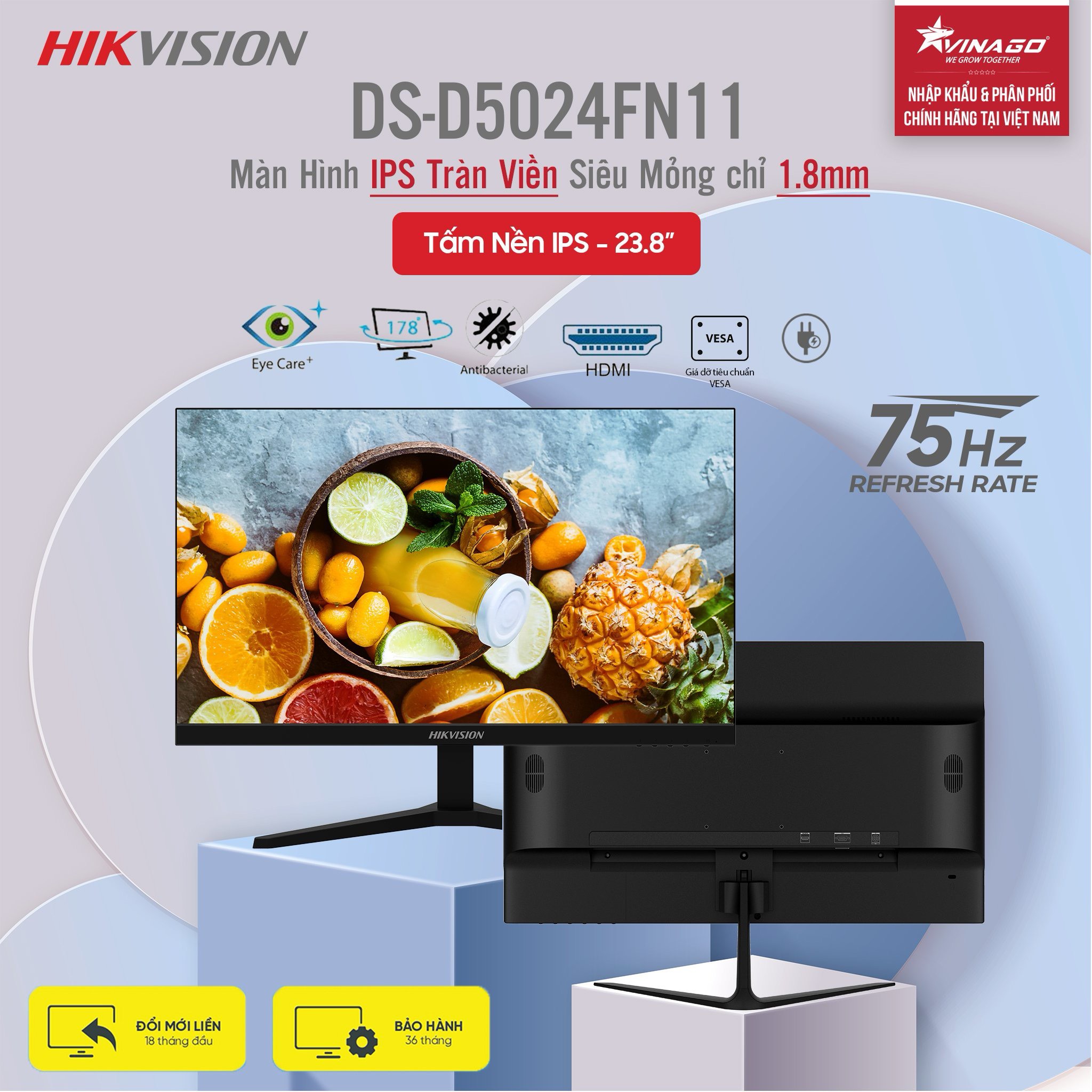 Màn hình HIKVISION 24" Phẳng DS-D5024FN11 IPS 75Hz